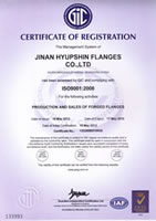 Jinan Hyupshin Flanges Co., Ltd, Steel Flanges Manufacturer, Exporter, Supplier, Factory, ISO9001:2008 CERTIFICATE